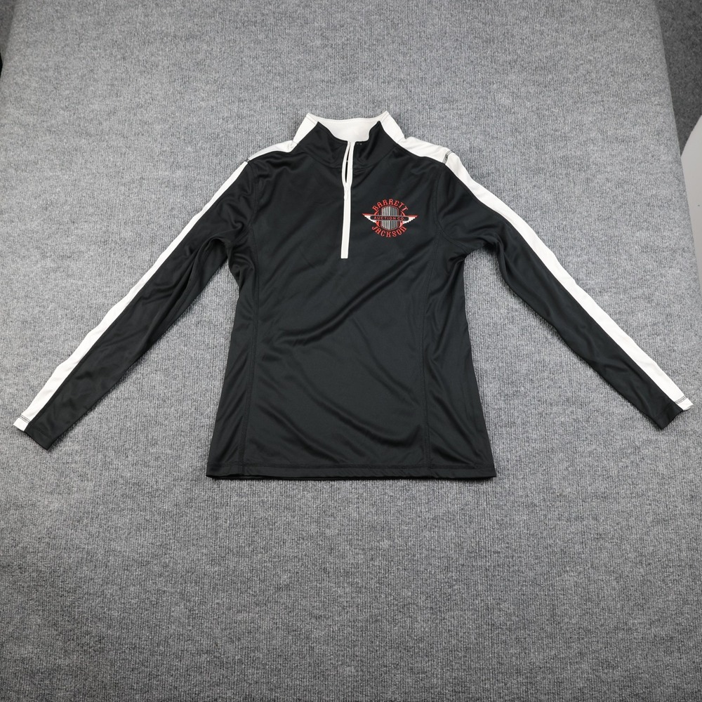 Barrett-Jackson Pullover Womens Small Black White Quarter Zip Long Sleeve Racing
